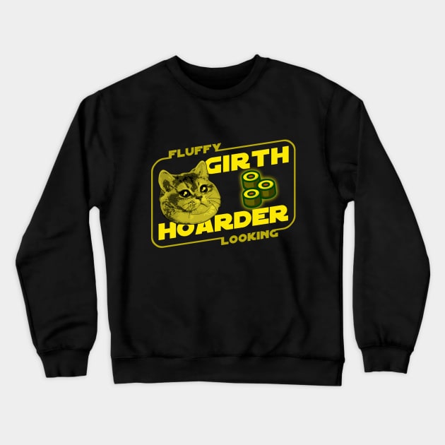 Fluffy Looking Girth Hoarder Heavy Breathing Cat Star Crewneck Sweatshirt by Electrovista